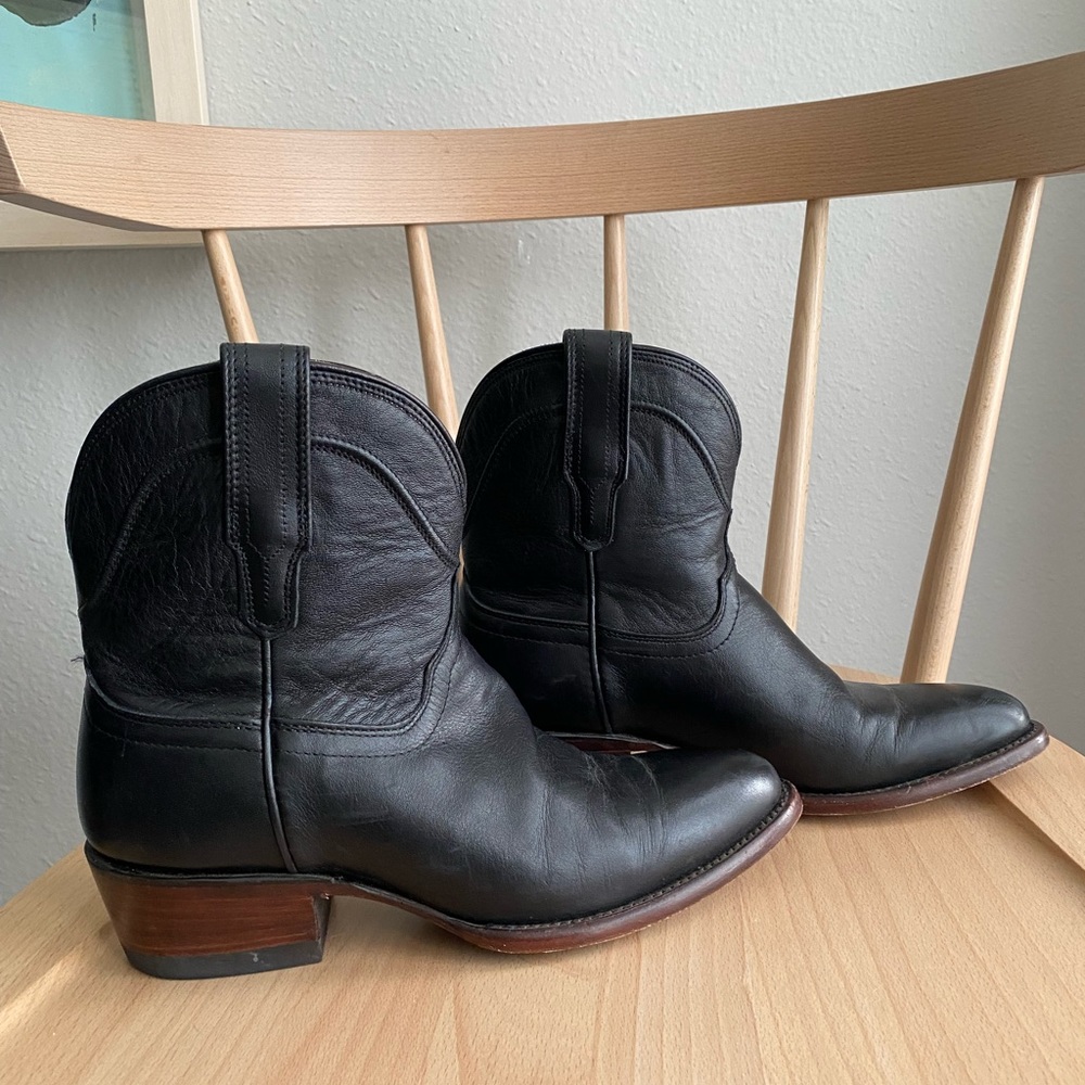 Tecovas Black Leather Ankle Boots